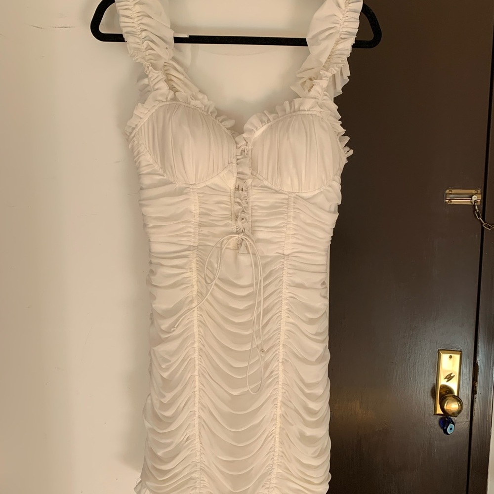 Fashion Nova white ruffle sun dress